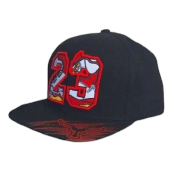 Top Level Michael Jordan #23 Chicago Bulls Black Red Digital Snapback Hat - Picture 6 of 12